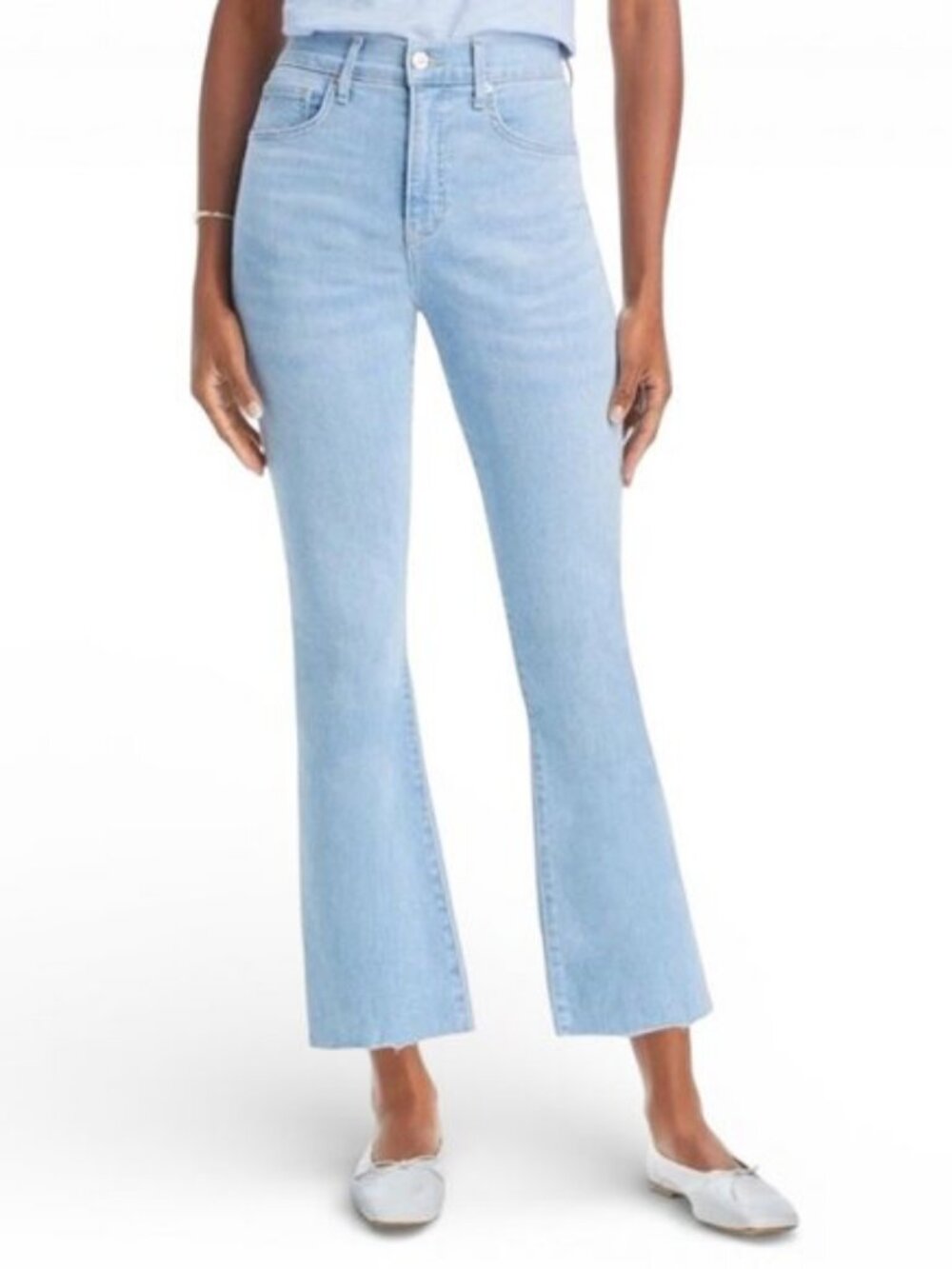 Veronica Beard Carly Kick Flare Jeans 27 Bail Out Light Wash High Rise Cropped